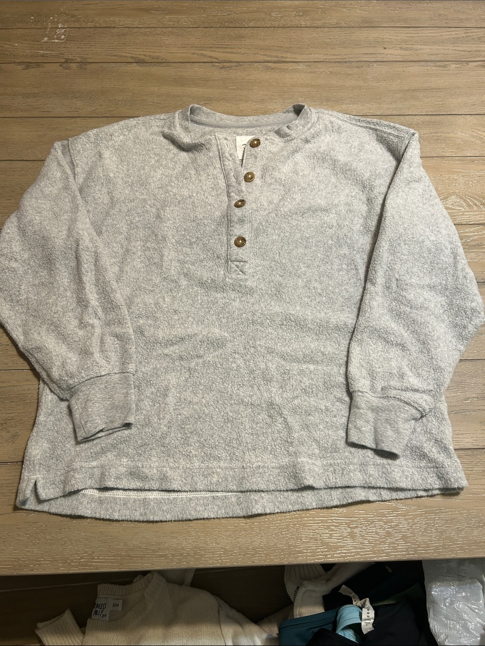 Like New aerie Light Gray Henley Crewneck Sweatshirt Small